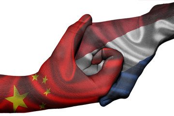 Handshake between China and Netherlands