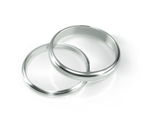 Pair of silver wedding rings, vector illustration