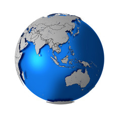 Schematic Earth with accurate country boundaries.