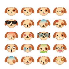 Dog smiley faces icon set. Illustration eps10