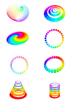 diverse Elemente in Regenbogenfarben