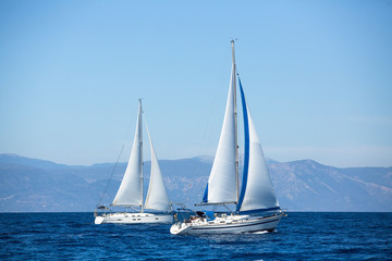 Luxury yachts. Boats in sailing regatta.