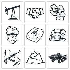 Afghanistan icon set