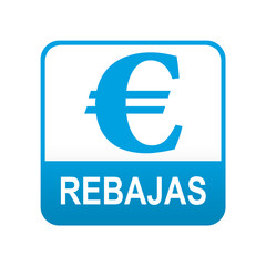 Obraz premium Etiqueta tipo app azul REBAJAS
