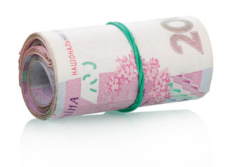 Ukrainian money in a roll