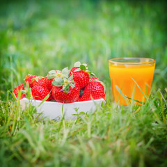 Strawberries and juice