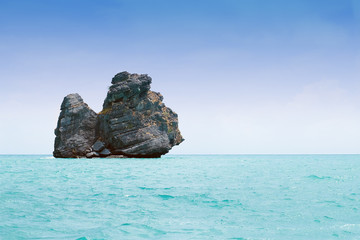 Monkey island against blue sky