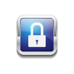Protected Rounded Corner Square Blue Vector Web Button Icon