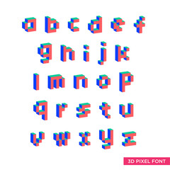 geometric 3d pixel font