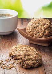 cookies homemade on wood table in garden