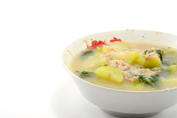 mixed vegetable soup isolate on white background