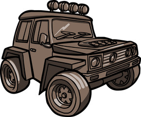 Cartoon brown jeep. Isolated