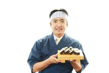 笑顔の寿司職人