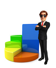 Young Business Man with business graph