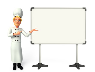 Young chef with display board