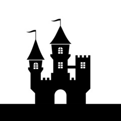 Fototapeta premium Castle Silhouette Icon on White Background. Vector