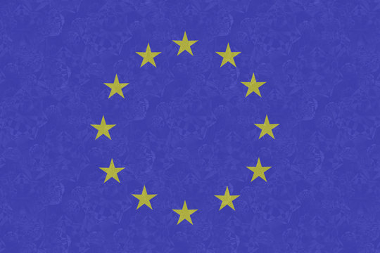 Flag of the European Union covered with frost