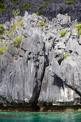 Rock and sea in El Nido, Philippines .