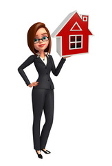 Young Business Woman with home