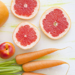 Naklejka na ściany i meble pomarańczowe warzywa i owoce