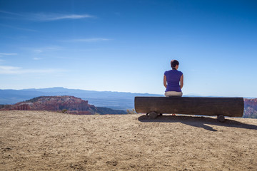 Tourist admiring nature in Bryce Canyon National Park
