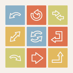 Arrows web icon set 1, color square buttons