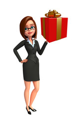 Young Business Woman with gift box