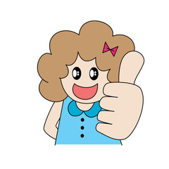 Girl give thumb, vector format