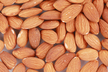 Almonds nuts close up. Macro.