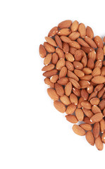 Almonds in half of heart shape.