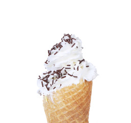 Soft serve ice cream. Sprinkles chocolate.