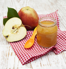 Apples puree in jar