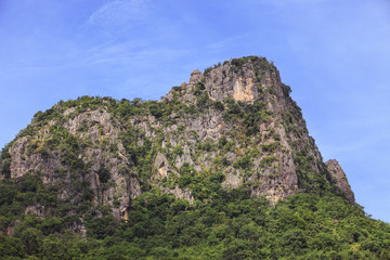 Fototapeta na wymiar lime stone mountain against blue sky