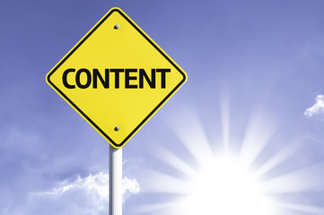 Content road sign with sun background