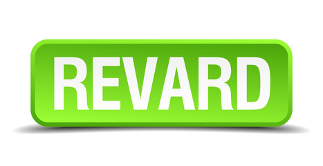 Revard green 3d realistic square isolated button