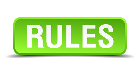 Rules green 3d realistic square isolated button