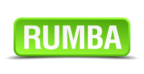 Rumba green 3d realistic square isolated button