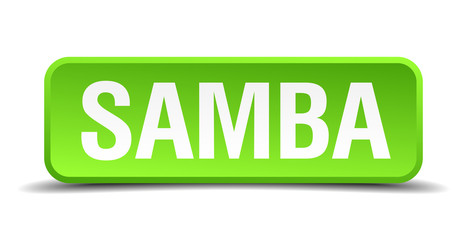 Samba green 3d realistic square isolated button