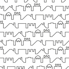 abstract black and white background of houses roofs