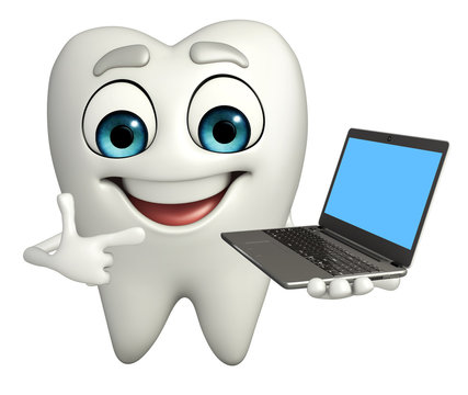 Teeth character with Laptop