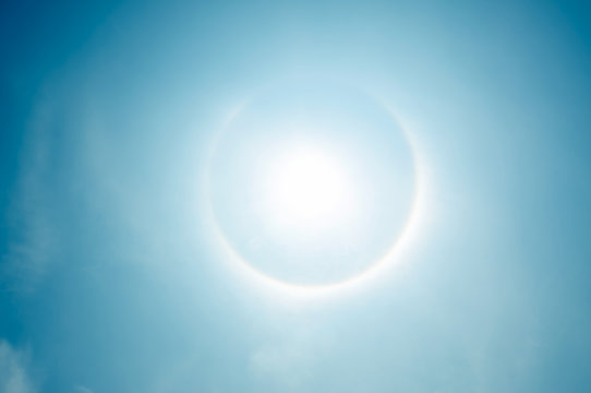 fantastic beautiful sun halo phenomenon