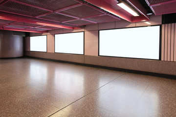 Blank Billboard in metro subway station