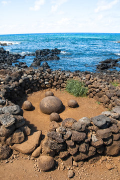 Magnetic round stone in Te Pito Kura, Easter island (Chile)