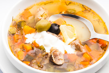 Russian meat soup