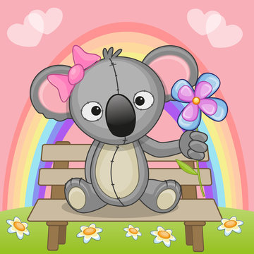 Koala with flower
