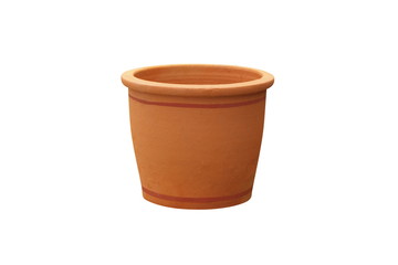 Orange flower pot isolated on white background