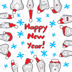 Obraz premium Teeth. Happy New Year greeting card