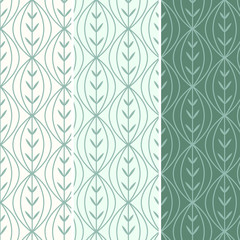 set of seamless pattern curve geometric, leaf vector background