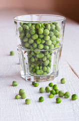 green peas in a glass