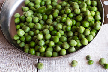 green peas in a glass